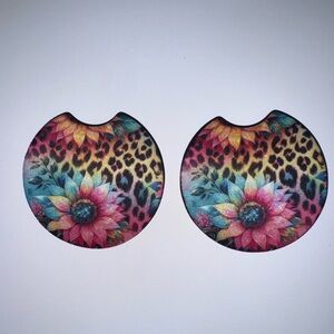 Leopard and Floral Car Coasters